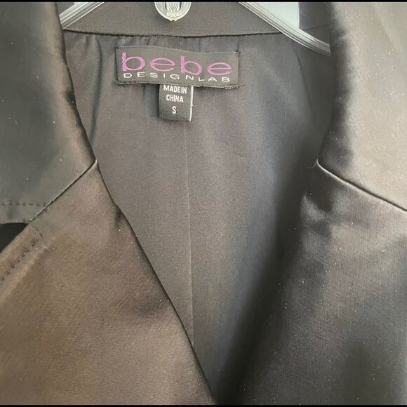 Bebe black satin collared zip up mini dress size small - Picture 7 of 9